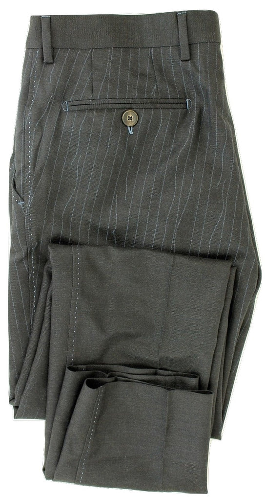 Equipage - Charcoal Wool Flannel Pants w/Loose Thread Print - PEURIST
