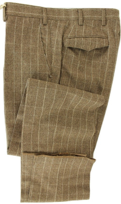 Vigano - Brown Prince of Wales Wool Flannel Pants - PEURIST