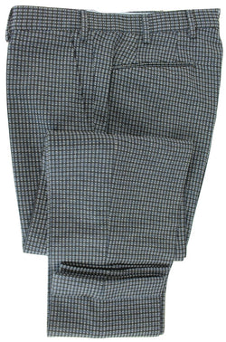 Vigano - Charcoal Wool Pants w/Blue & Gray Oval Pattern - PEURIST
