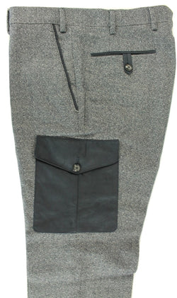 Vigano - Navy Wool/Cotton Tweed-Style Cargo Pants - PEURIST