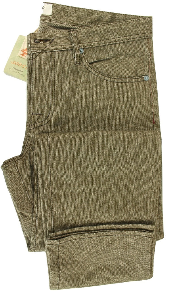 Vigano - Brown Herringbone Cotton 5-Pocket Pants - PEURIST