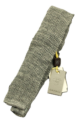 Canali – Gray Knit Silk/Linen Tie - PEURIST