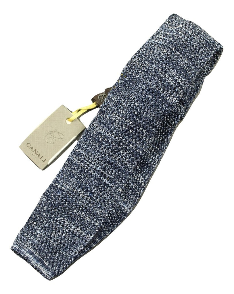 Canali – Blue Knit Silk/Linen Tie - PEURIST