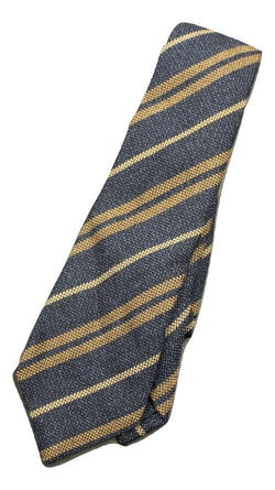 Isaia - Blue Wool/Silk Repp Stripe Tie - PEURIST