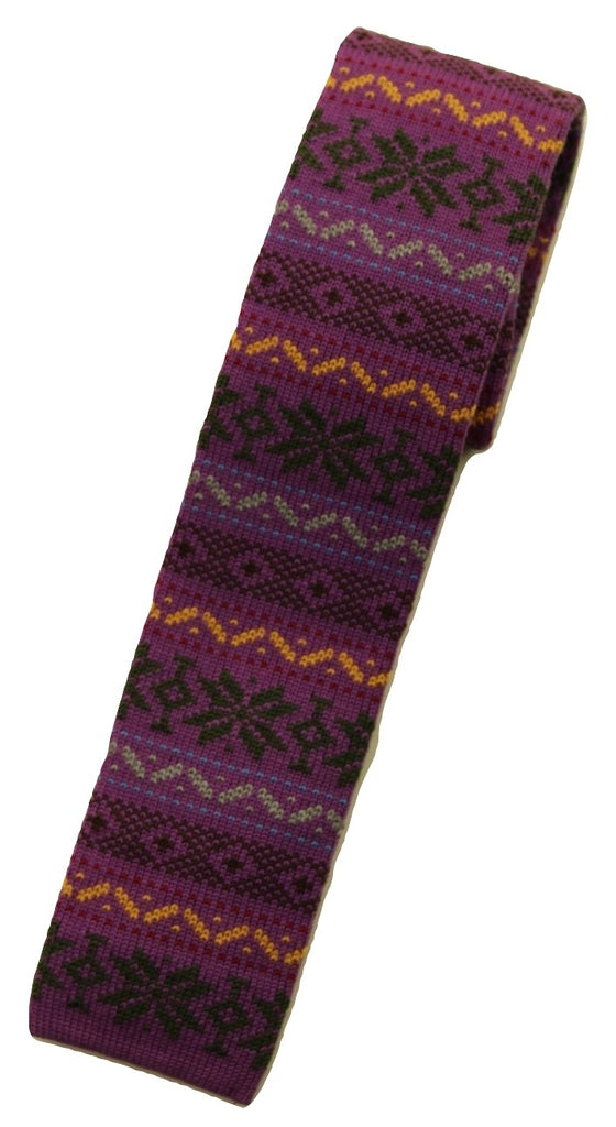Drake's – Purple Wool Fair-Isle Knit Tie - PEURIST