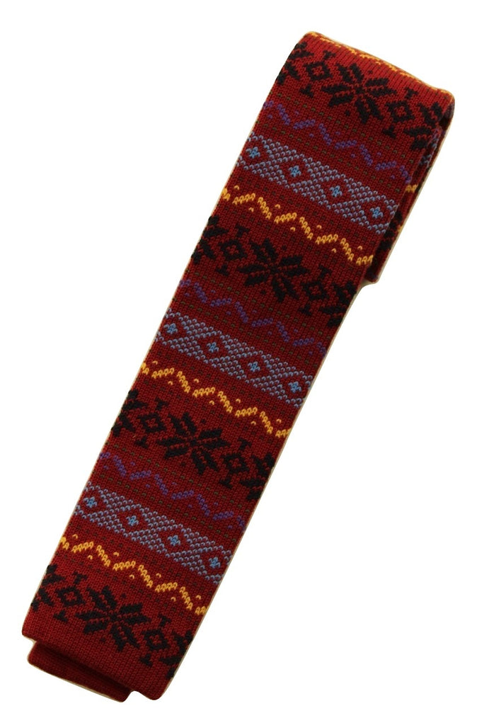 Drake's – Red Wool Fair-Isle Knit Tie - PEURIST