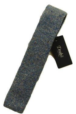Drake's – Light Blue Wool/Cashmere Donegal Tweed Tie - PEURIST