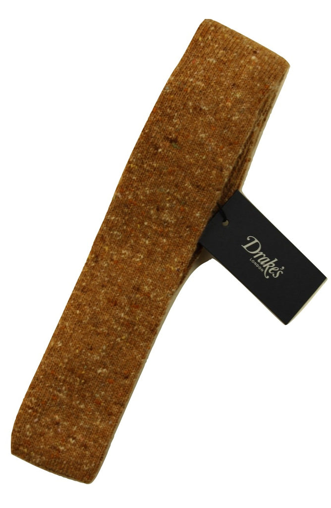 Drake's – Camel Wool/Cashmere Donegal Tweed Tie - PEURIST