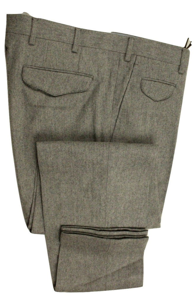 Vigano – Light Gray Wool Flannel Pants - PEURIST
