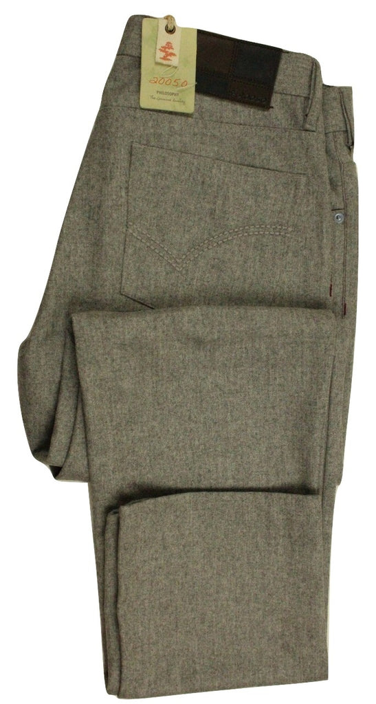 20050 by Vigano – Light Gray Wool Flannel 5-Pocket Pants - PEURIST