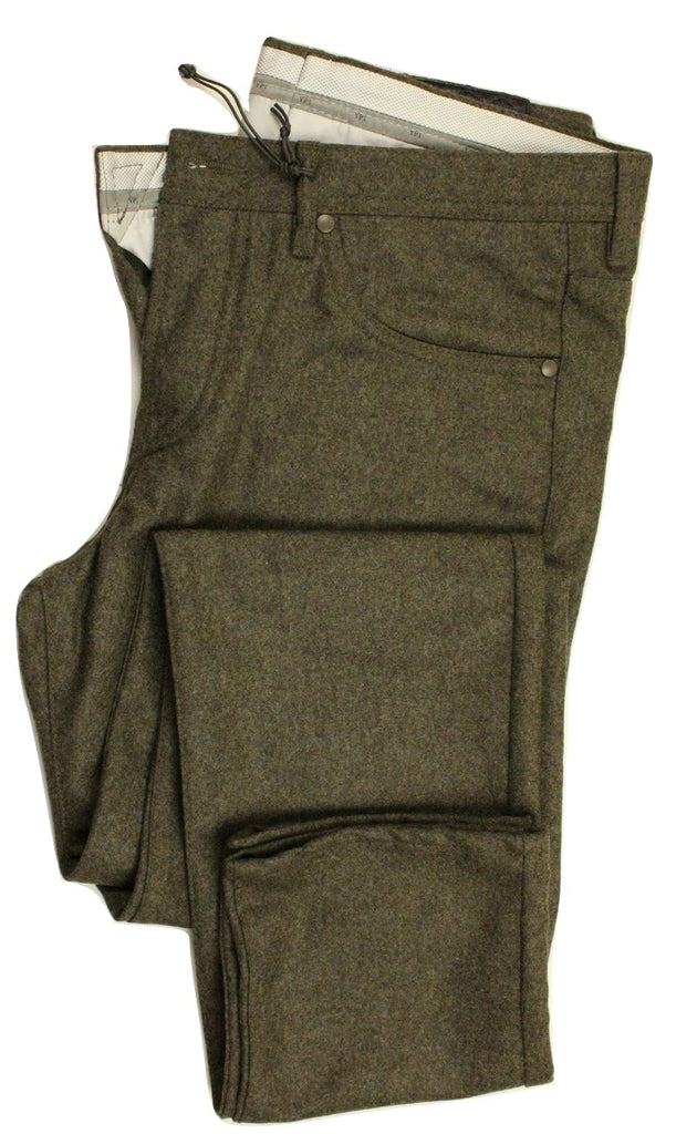Vigano – Gray Wool Flannel 5-Pocket Pants - PEURIST
