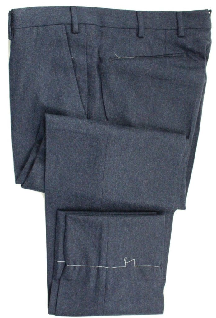 Vigano – Medium Blue Wool Flannel Pants - PEURIST