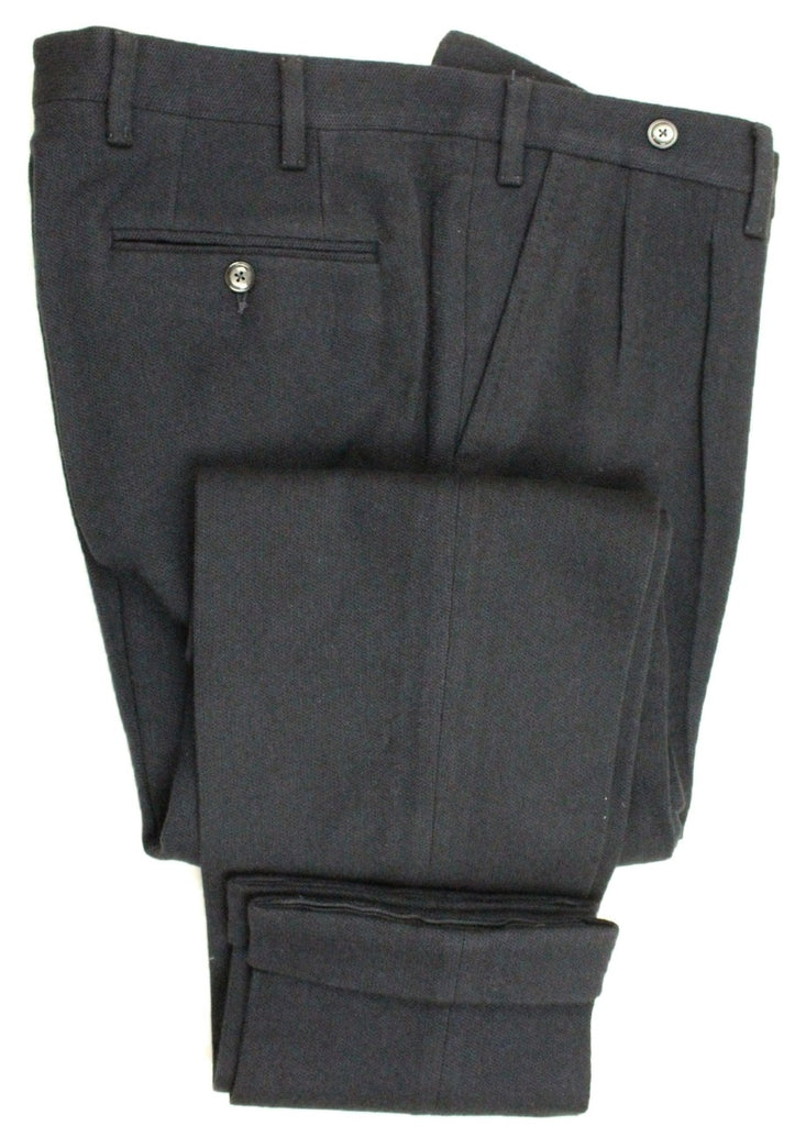 Vigano – Navy Wool/Cotton Knit Pants w/Extended Waistband - PEURIST