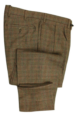 Vigano – Green-Brown Wool Blend Flannel Pants w/POW Check - PEURIST