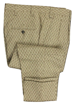 Vigano – Cream & Taupe Wool Knit Pants w/Diamond Pattern - PEURIST