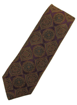 Paul Stuart – Purple Silk Tie w/Orange & Green Madder Print - PEURIST
