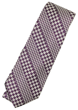 Paul Stuart – Purple & White Houndsooth Bias Stripe Tie - PEURIST
