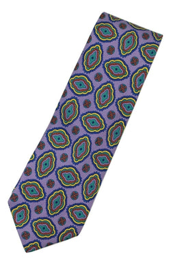 Paul Stuart – Light Purple Silk Tie w/Blue & Yellow Madder Print - PEURIST