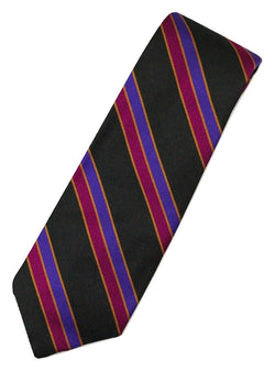 Paul Stuart – Black Silk Tie w/Purple & Fuchsia Bias Stripe - PEURIST