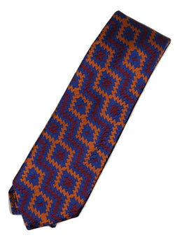Paul Stuart – Blue, Red & Orange Basketweave Silk Tie - PEURIST