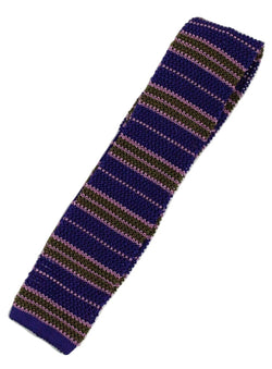 Paul Stuart – Purple Knit Silk Tie w/Horizontal Stripes - PEURIST