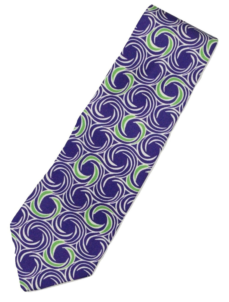 Paul Stuart – Purple Silk Tie w/White & Green Swirl Pattern - PEURIST