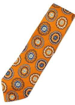 Paul Stuart – Orange Linen Tie w/Blue Madder Pattern - PEURIST