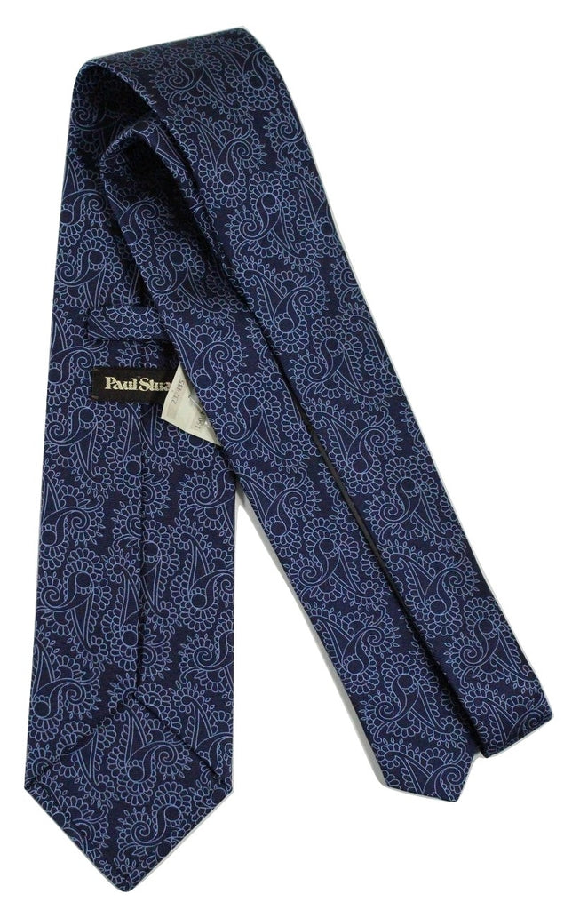Paul Stuart – Navy Silk Tie w/Blue Madder Pattern – PEURIST