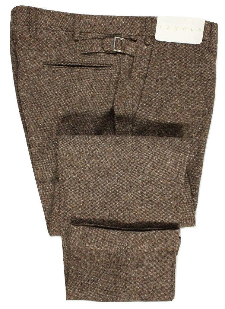 Tavola by Vigano – Brown Wool Tweed Pants - PEURIST