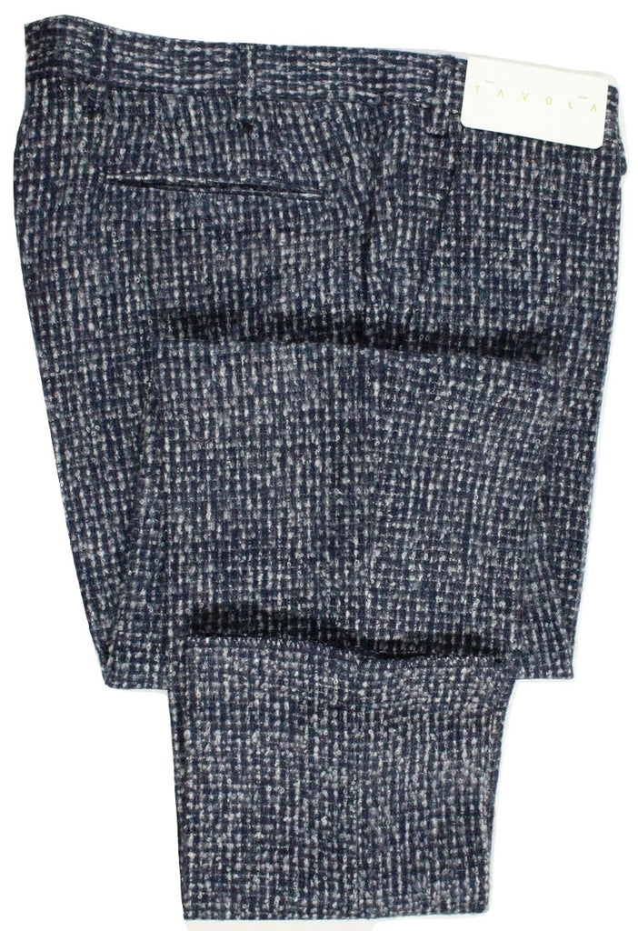Tavola by Vigano – Navy & Gray Boucle Wool Pants - PEURIST