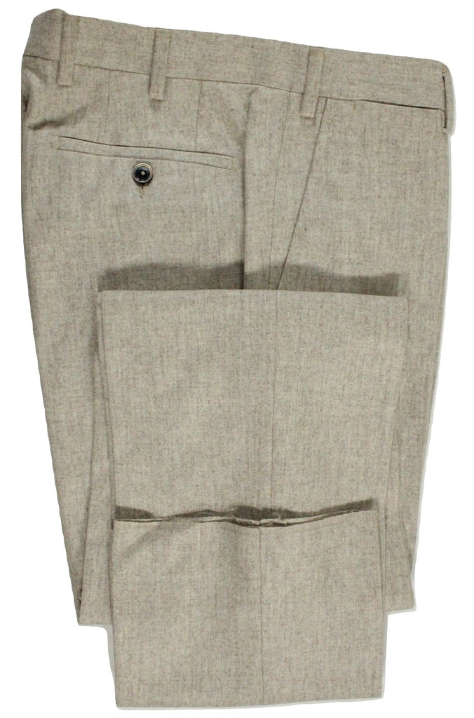 Vigano – Cream/Brown Wool Flannel Pants - PEURIST