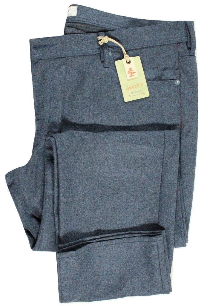 20050 by Vigano – Blue Five Pocket Wool Flannel Pants - PEURIST