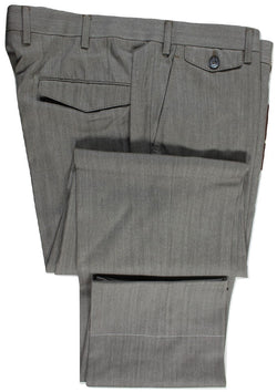 Vigano – Light Brown Birdseye Pattern Wool/Cotton Pants - PEURIST