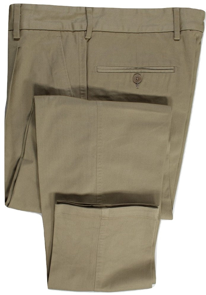 Equipage – Khaki Cotton Twill Pants w/Pleat - PEURIST