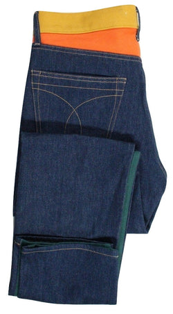 Calvin Klein Jeans – Green/Indigo/Orange Color Blocked Jeans - PEURIST