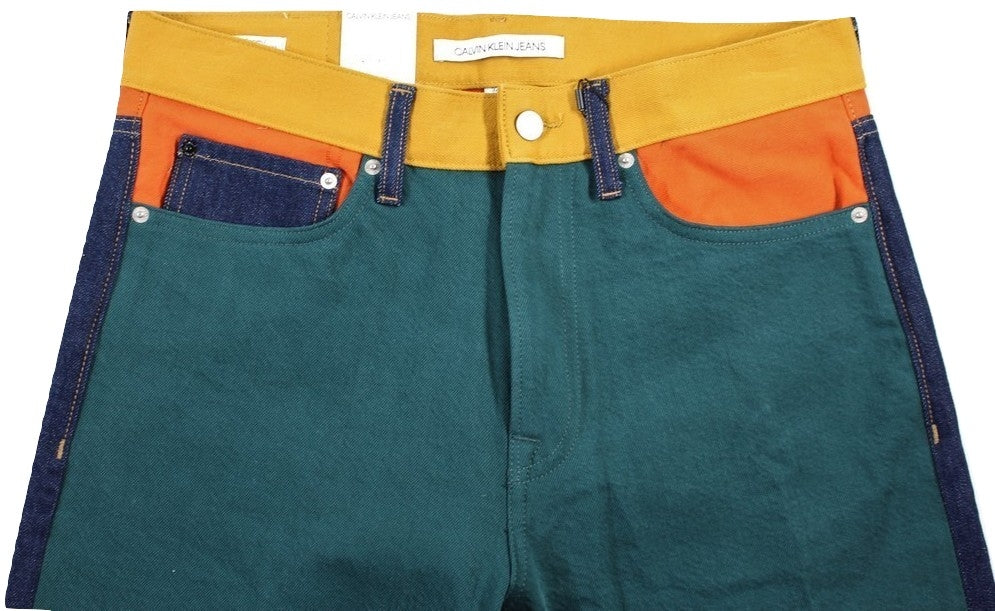Calvin Klein Jeans – Green/Indigo/Orange Color Blocked Jeans