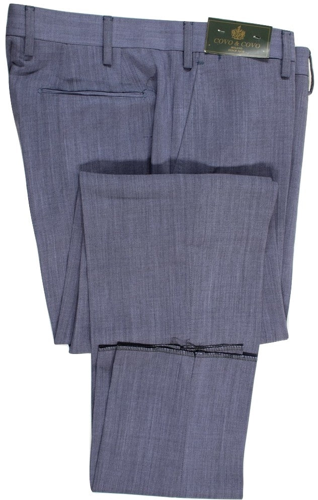 Vigano – Blue-Gray High Twist Wool Pants - PEURIST