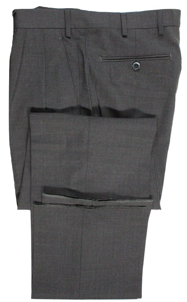 Vigano – Charcoal Lightweight Wool Pants w/Pleats - PEURIST