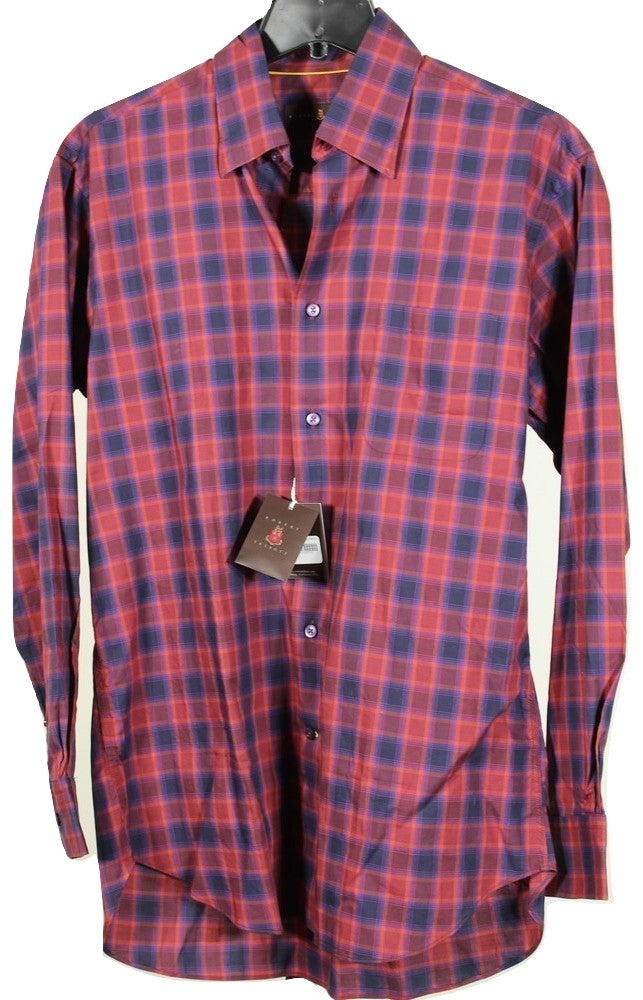 Robert Talbott – Navy & Red Plaid Cotton Shirt