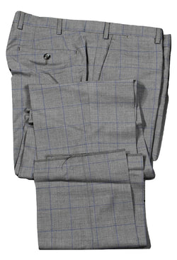 Vigano – Gray Four Season Wool Pants w/Navy Windowpane