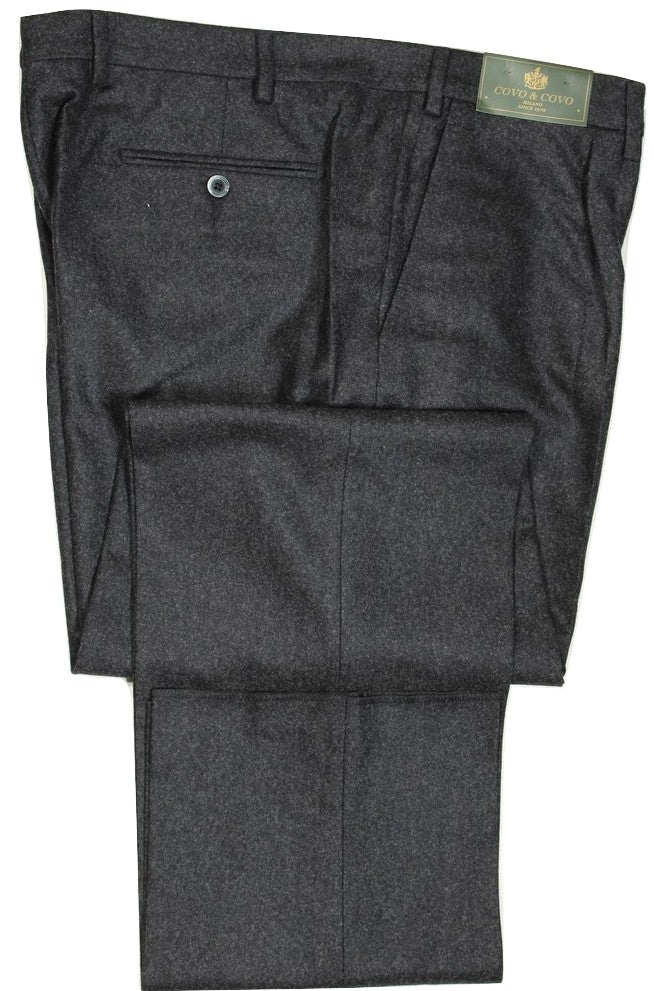 Covo by Vigano – Dark Gray Wool Flannel Pants w/Pleat