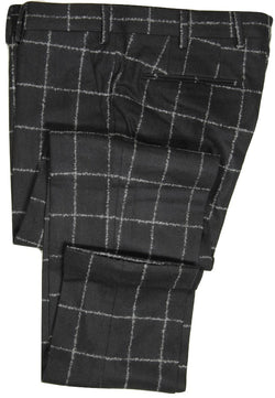 Vigano – Black Wool Flannel Pants w/Gray Windowpane