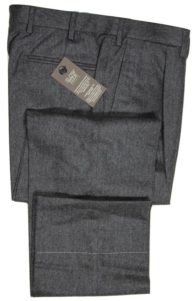 Vigano – Dark Gray Wool/Cashmere Flannel Pants w/Pleat