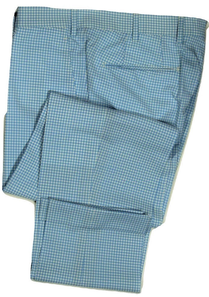 Vigano – Light Blue & White Gingham Wool Pants