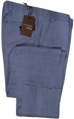 Vigano – Navy Gingham Check Wool/Mohair Pants