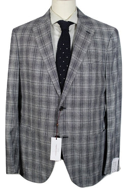 Luciano Barbera – Navy & White Plaid Silk Blazer