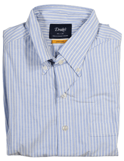 Drake's – Blue University Stripe OCBD