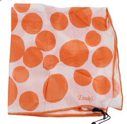 Drake's – Mod-Style Orange & White Cotton/Silk Pocket Square