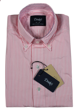 Drake's – Pink Stripe Button-down Collar Shirt