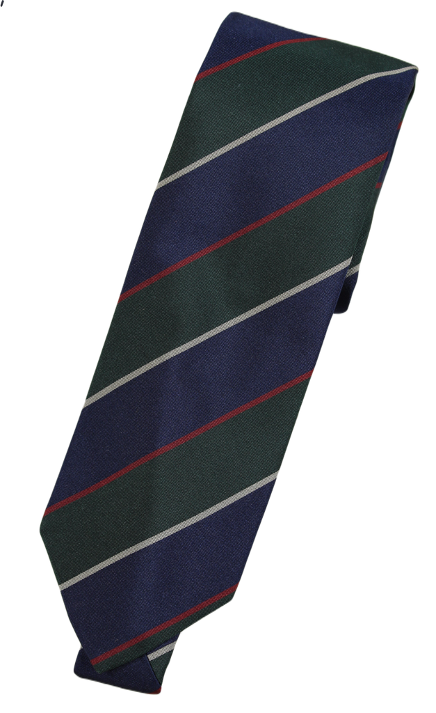 Drake's – Navy, Green & Red Regimental Stripe Tie